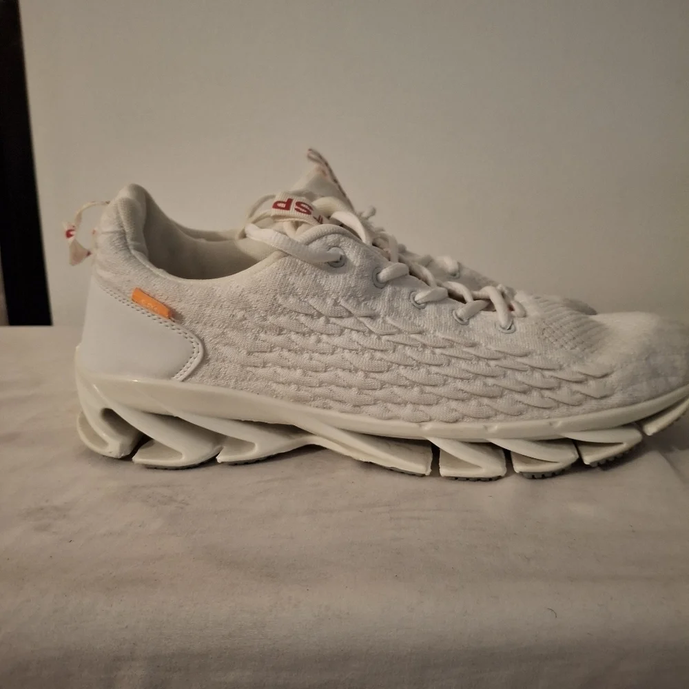 Sporty White With Red Lettering Men's Athletic Sneakers